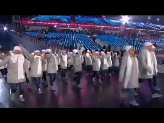 russian athletes at the opening ceremony of the 2018 olympic games {9/02/2018}