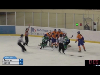 fight in the match arktik - skif women's hockey league