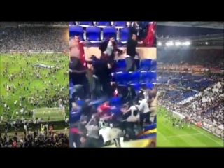 video: angry turkish fans beat fans at the stadium in lyon (04/13/2017)